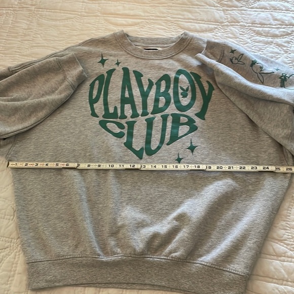 PacSun Playboy Club Crew Neck Sweatshirt Medium Grey Groovy Retro VTG look font - Picture 5 of 8